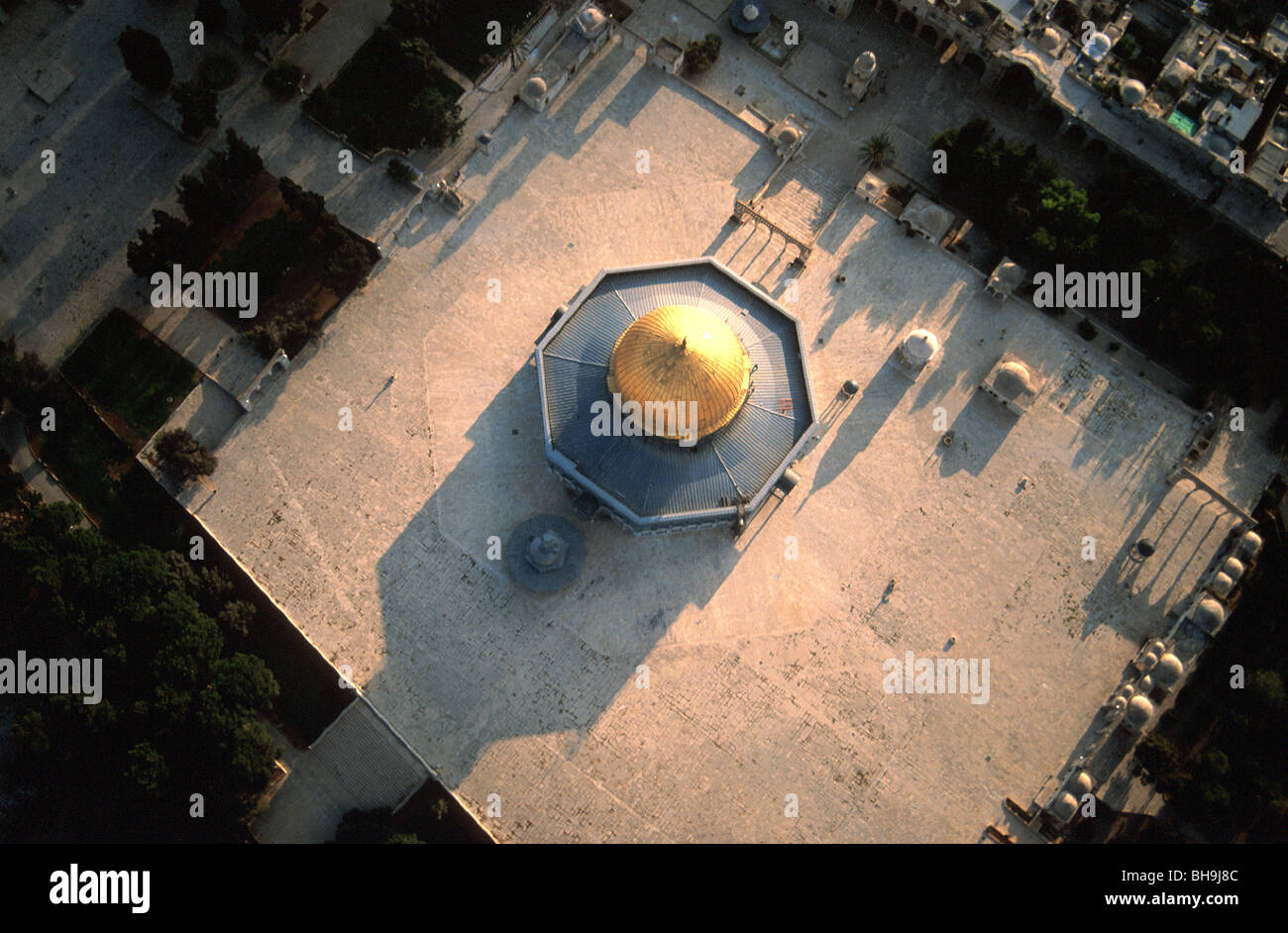 Israël, Jérusalem Vieille Ville, une vue aérienne du Dôme du Rocher Banque D'Images
