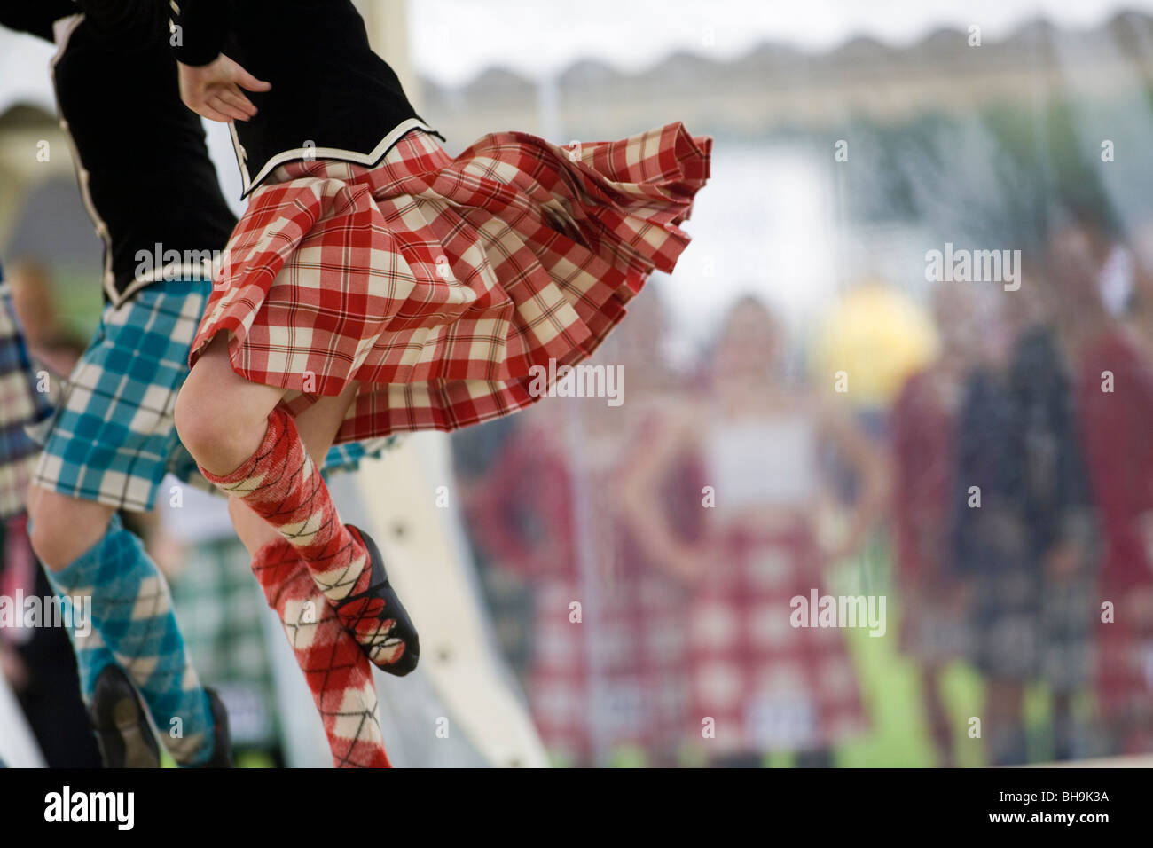 Danseurs à la compétition de danse du monde entier lors de la finale du championnat à Dunoon Cowal Highland Gathering, l'Écosse. Banque D'Images