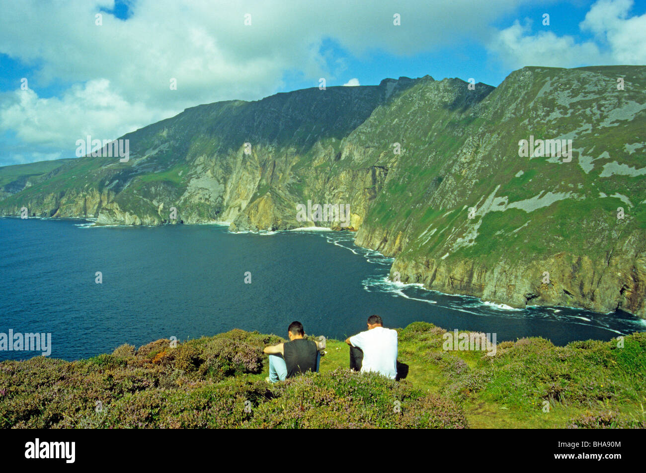 Point d'observation à travers le Slieve Leagues dans le comté de Donegal, en République d'Irlande Banque D'Images
