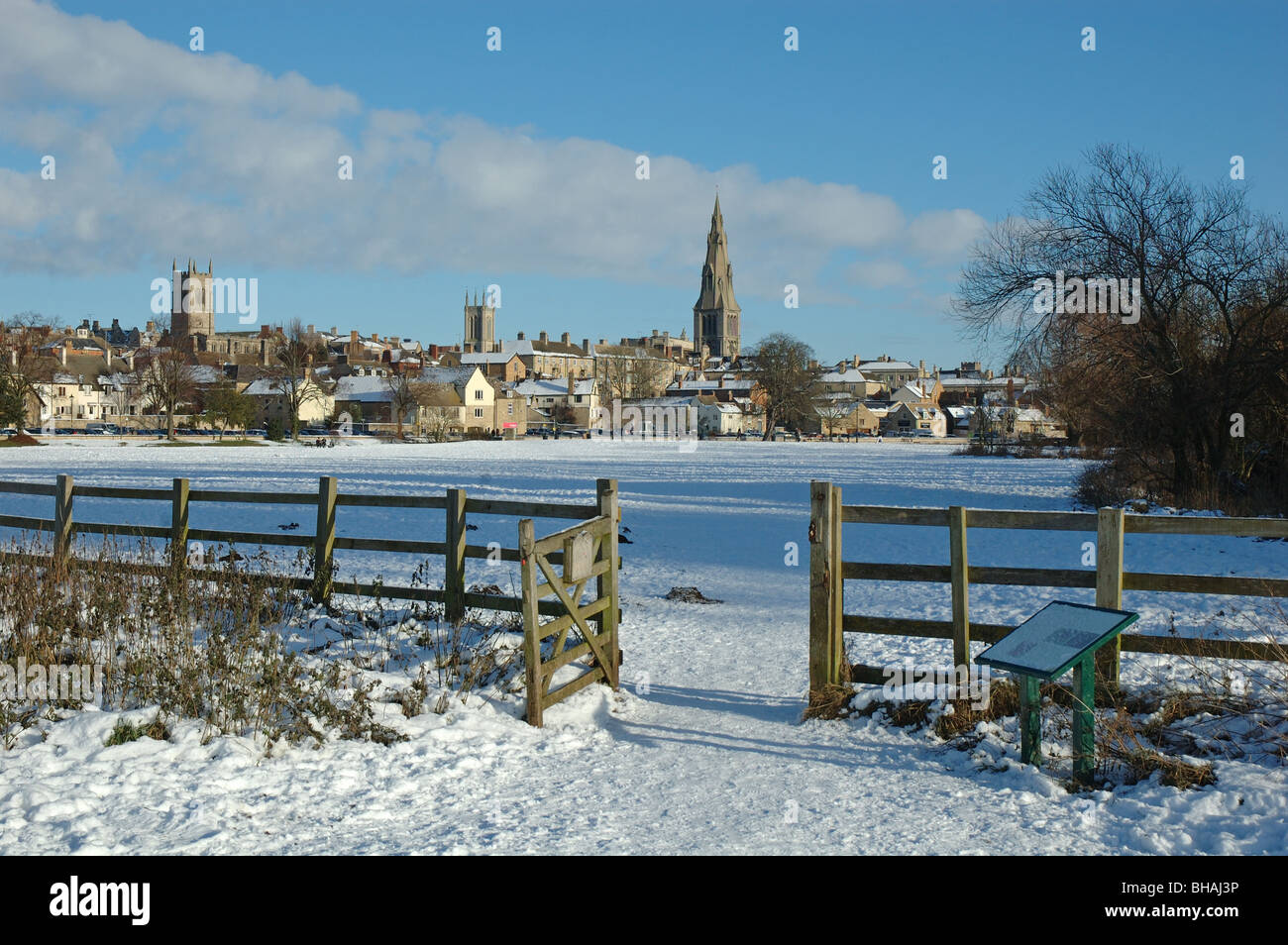 Stamford Meadows en hiver, Stamford, Lincolnshire, Angleterre, RU Banque D'Images