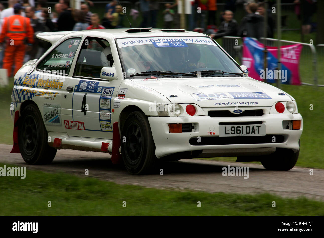 D'Everard Ford Escort Cosworth rallye Chatsworths au stade spécial Banque D'Images