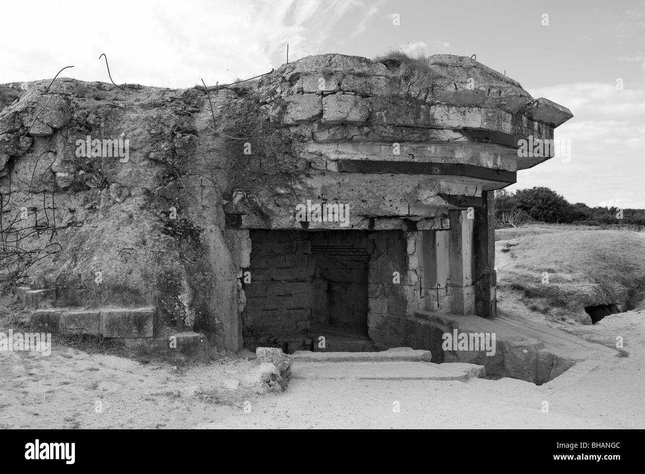 Le reste de l'allemand la Seconde Guerre mondiale, Casemate à la Pointe du Hoc, Normandie, France Banque D'Images