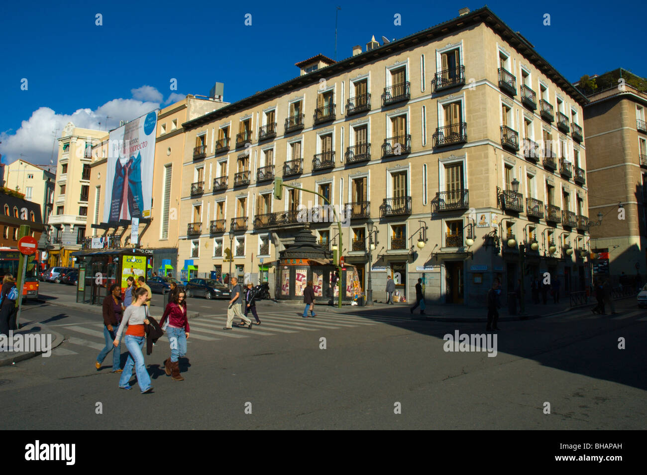 Scène de rue quartier Huertas, Madrid Espagne Europe centrale Banque D'Images