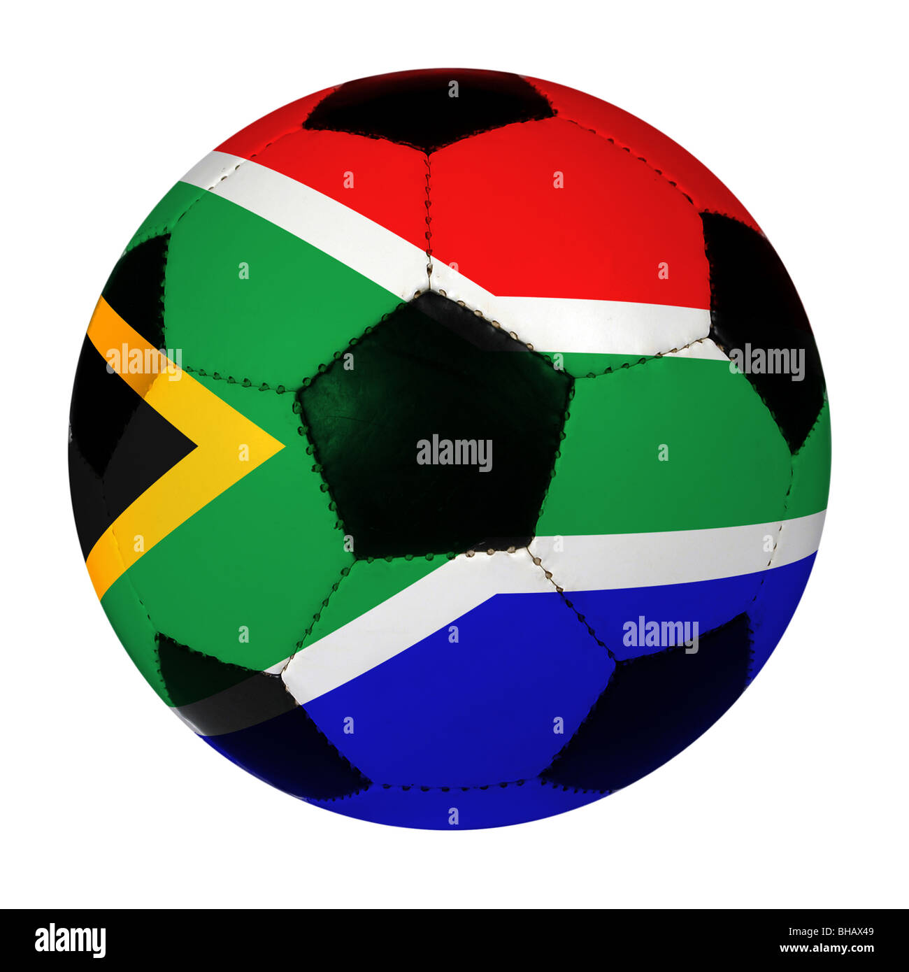 Ballon de soccer avec drapeau sud-africain - chemin de détourage autour de ballon Banque D'Images