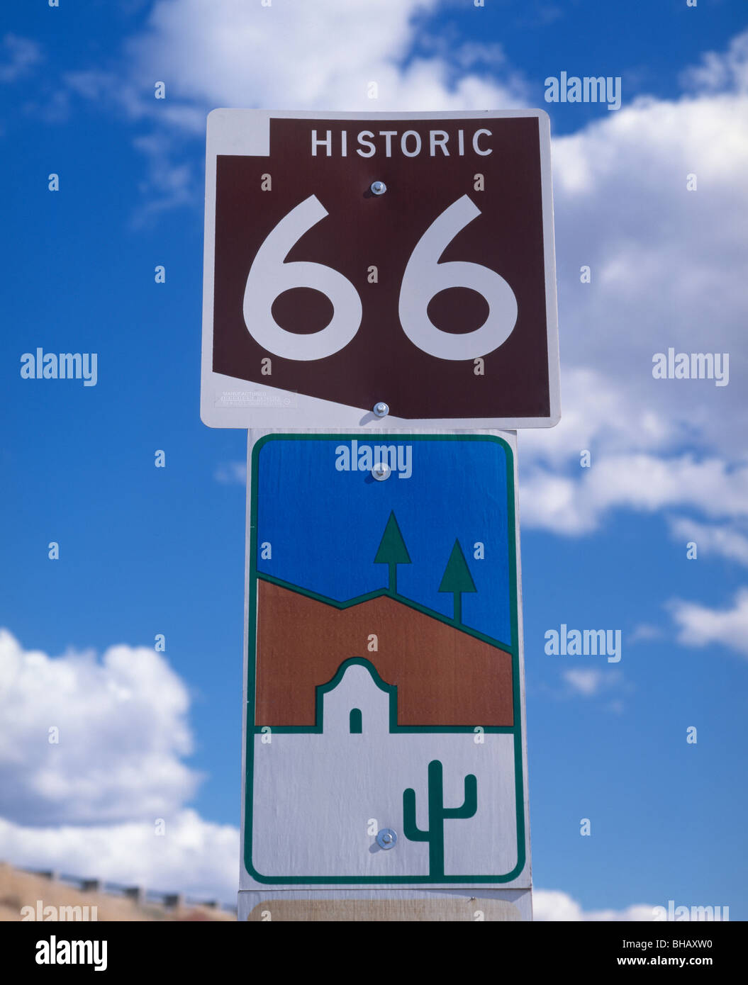 Signe de route 66, Arizona, USA Banque D'Images