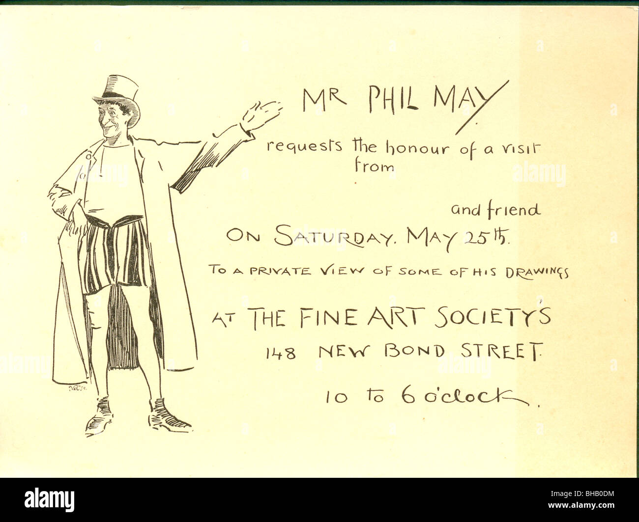Invitation de Phil Mai à sa première exposition à la Fine Art Society, Banque D'Images