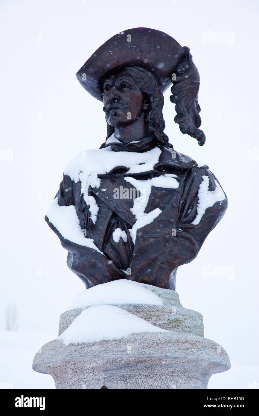 Buste de Pierre Dugua, Sieur de Mons, dans le Vieux Québec Canada Banque D'Images