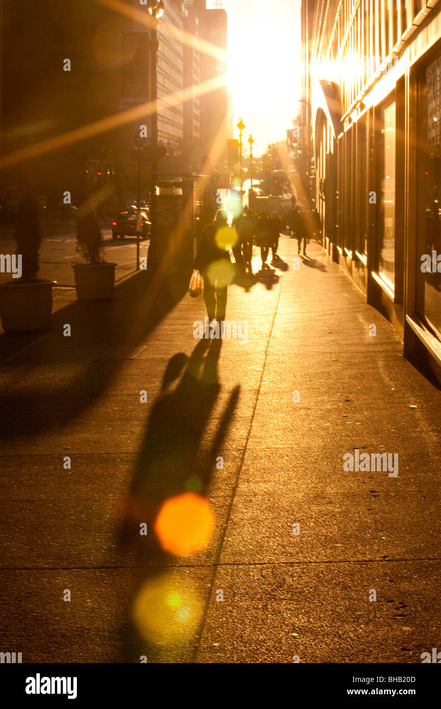 Lever du soleil à Midtown Manhattan, New York City Banque D'Images