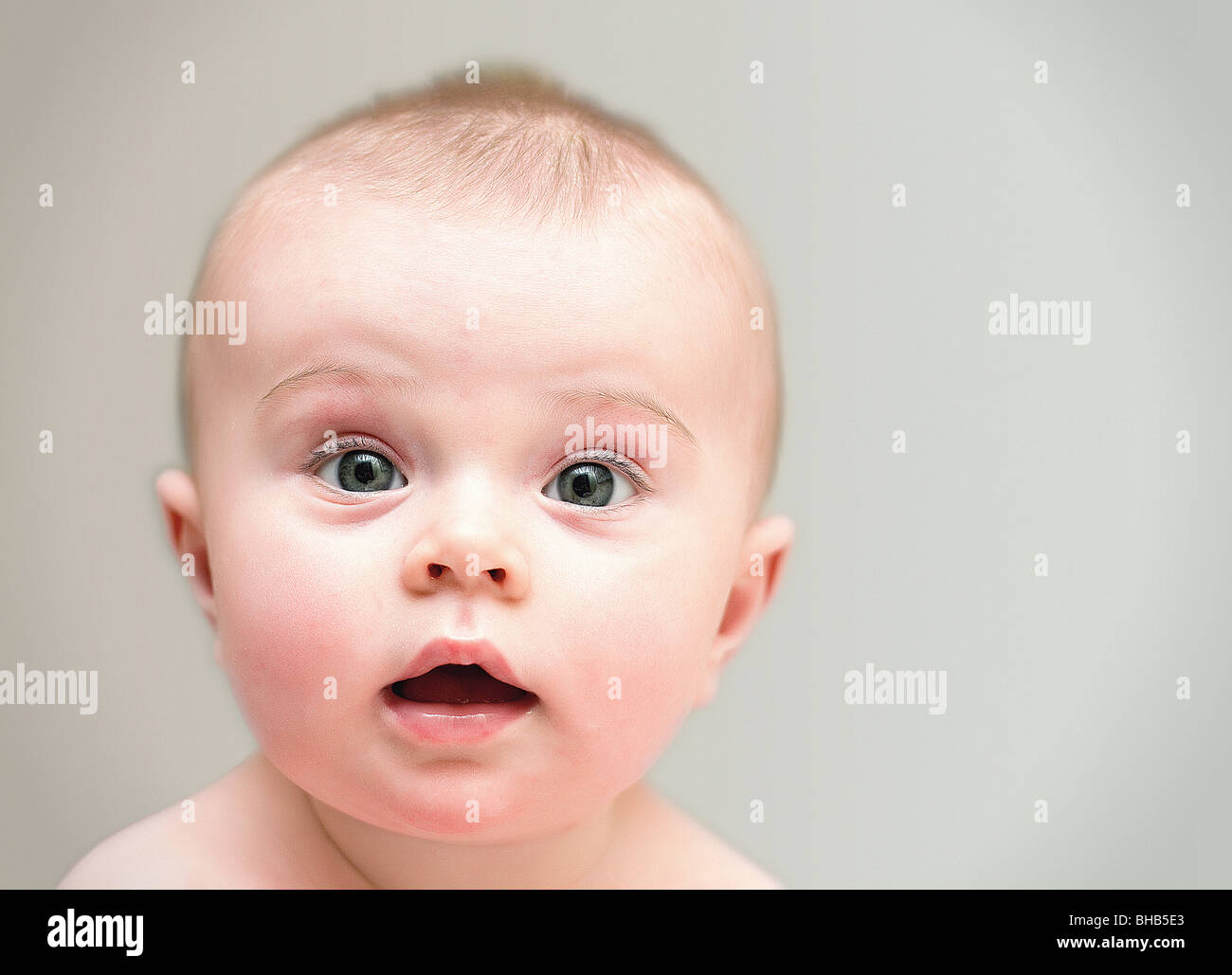 Une Tete D Un Bebe De Six Mois Avec Des Yeux Verts Sur Un Fond Uni Photo Stock Alamy Une Tete D Un Bebe De Six Mois Avec Des Yeux Verts Sur Un Fond Uni Photo Stock Alamy