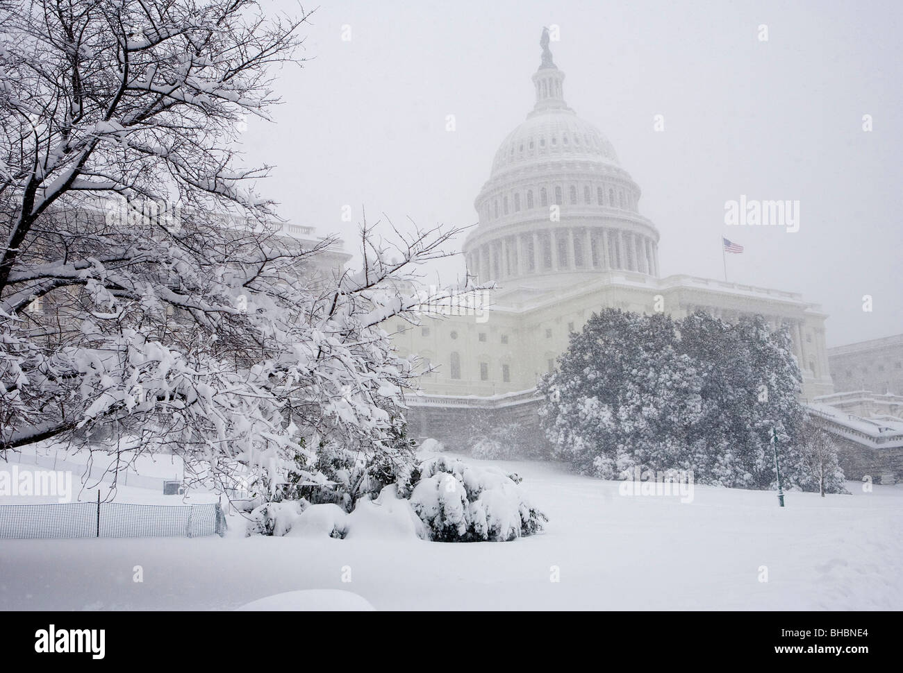 Des scènes de neige autour du Capitole des États-Unis Banque D'Images