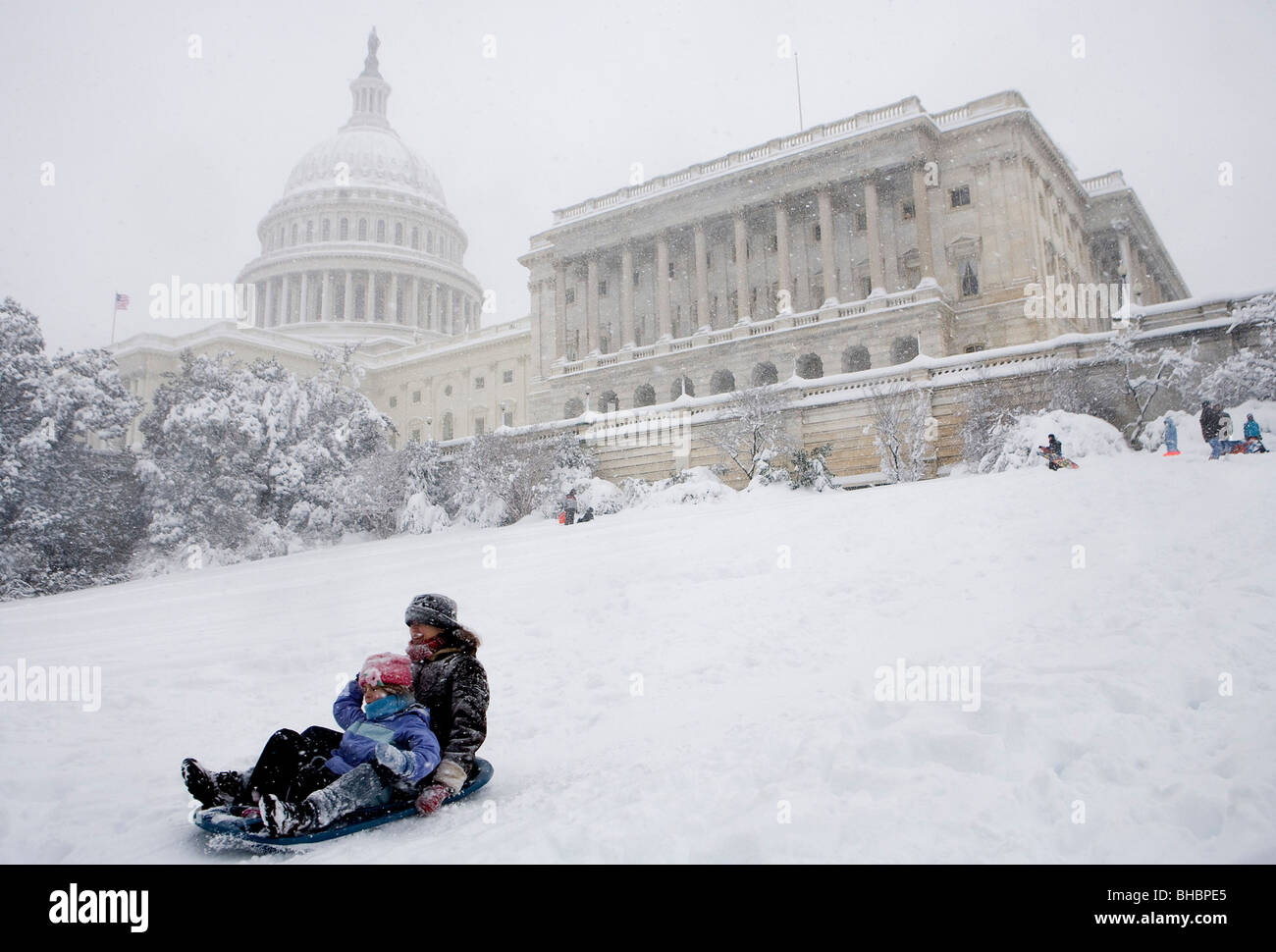 Des scènes de neige autour du Capitole des États-Unis Banque D'Images