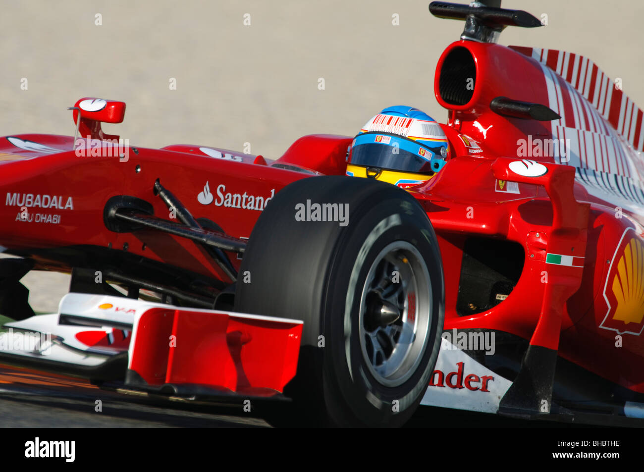 Fernando Alonso (ESP) Ferrari F10 la voiture de course de Formule Un en février 2010 Banque D'Images