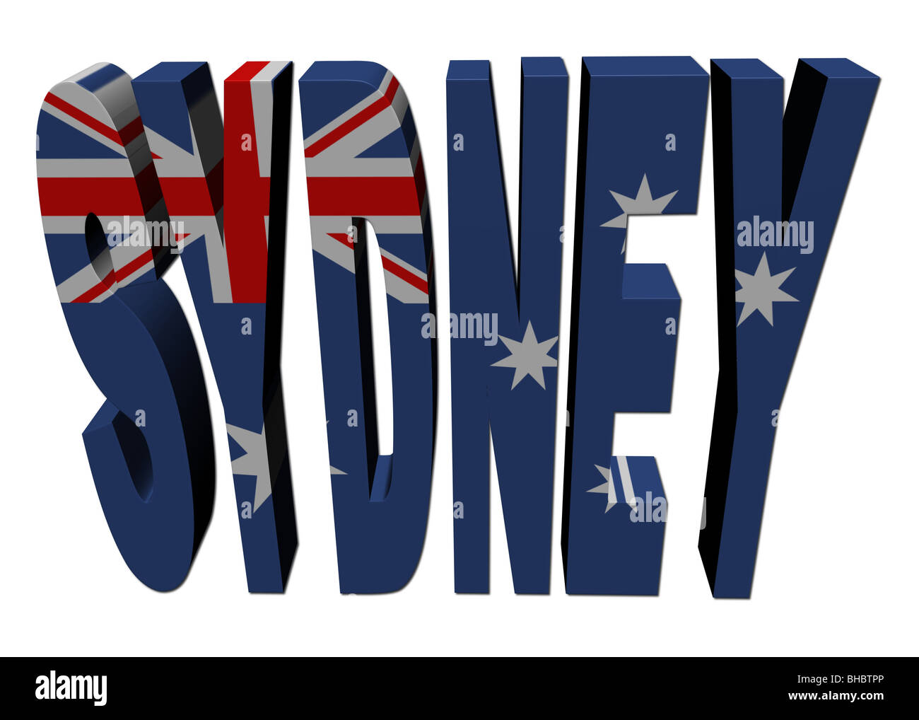 Texte de Sydney avec drapeau australien sur blanc illustration Banque D'Images