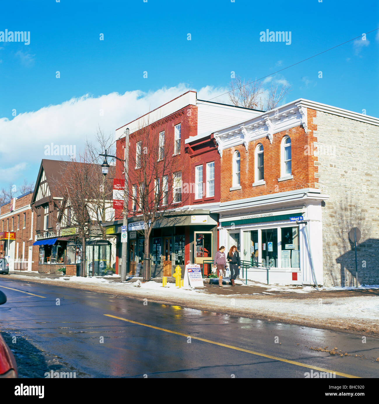 Rue principale en hiver, Ridgeway Ontario Canada Kathy DEWITT Banque D'Images
