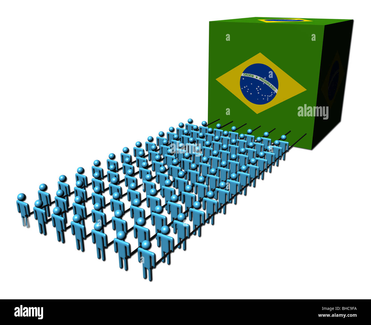 Résumé Les gens d'équipe drapeau brésilien illustration cube Banque D'Images