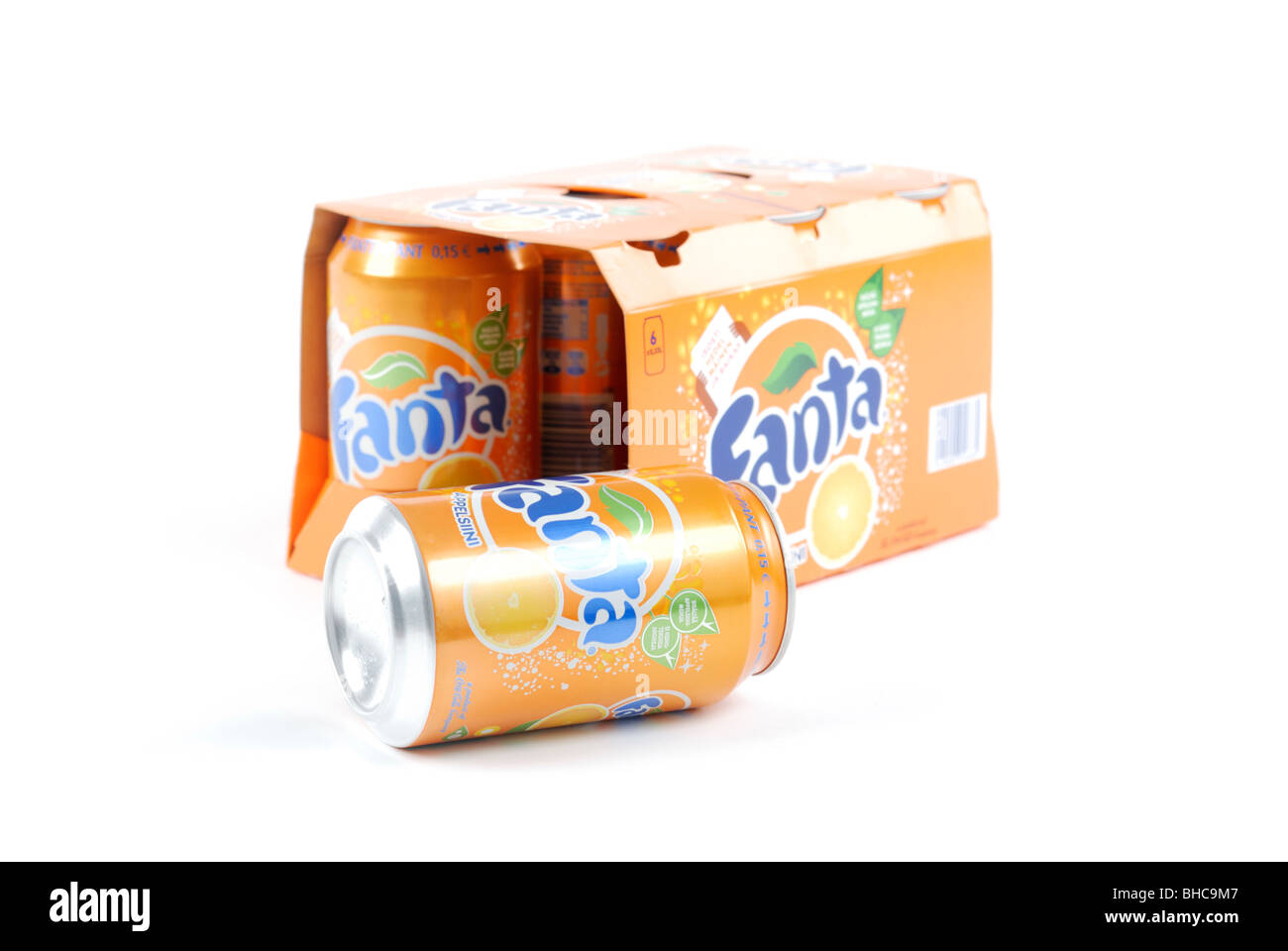 Les canettes de boisson Fanta Banque D'Images