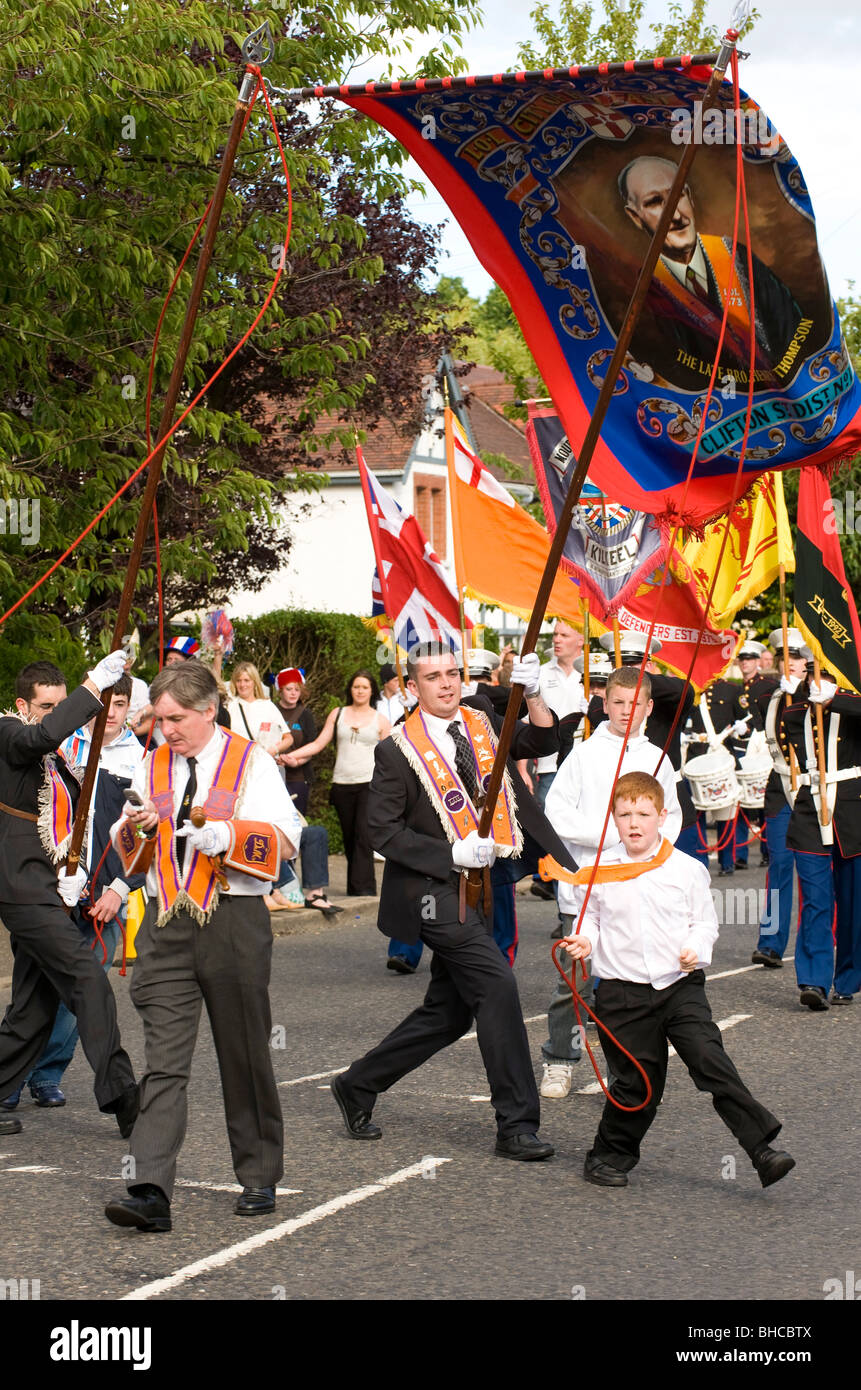 Douzième de juillet parade loyaliste, Belfast, en Irlande du Nord Banque D'Images