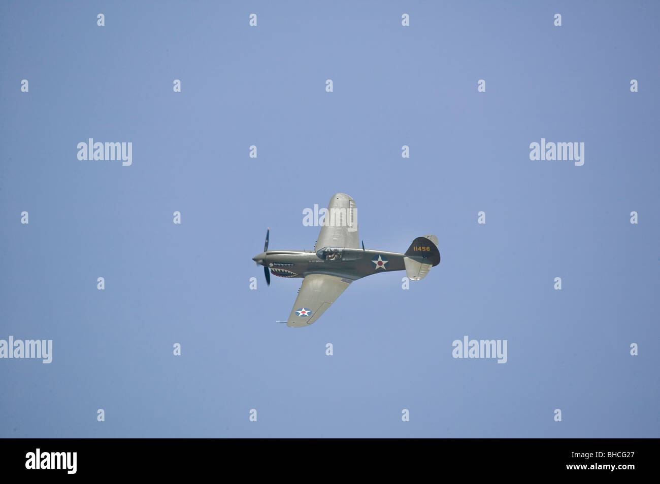 P-40E WarHawk avion de chasse au Musée de l'air de la région du centre du littoral de la Deuxième Guerre mondiale, et week-end à Reading, PA de reconstitution qui s'est tenue le 18 juin, 2008 Banque D'Images