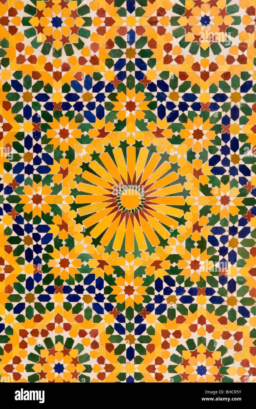 Close up de mosaïque, Mosquée Hassan II, Casablanca, Maroc. Banque D'Images