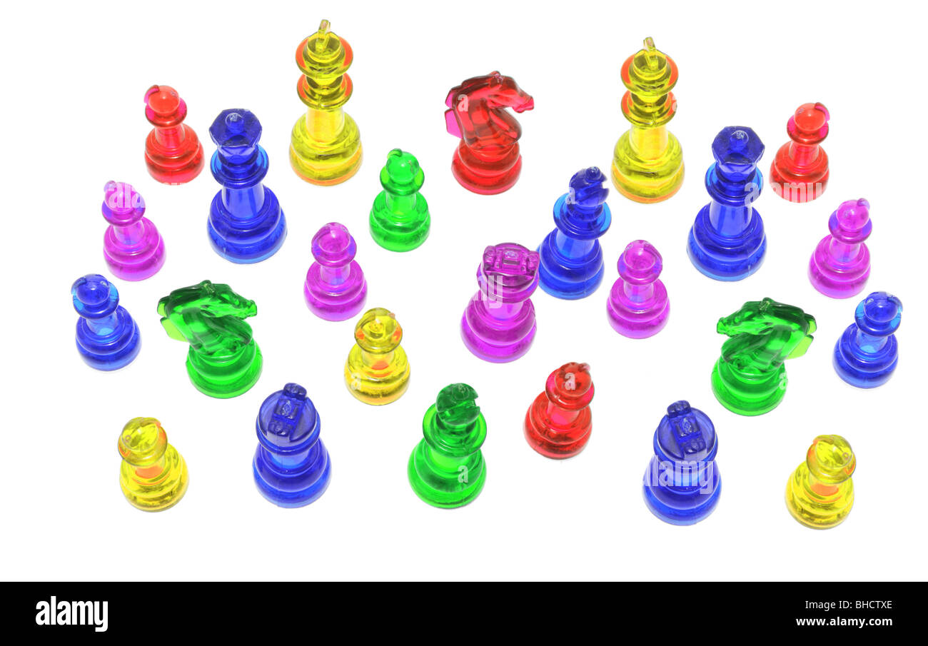 Pièces des échecs de couleur Banque D'Images
