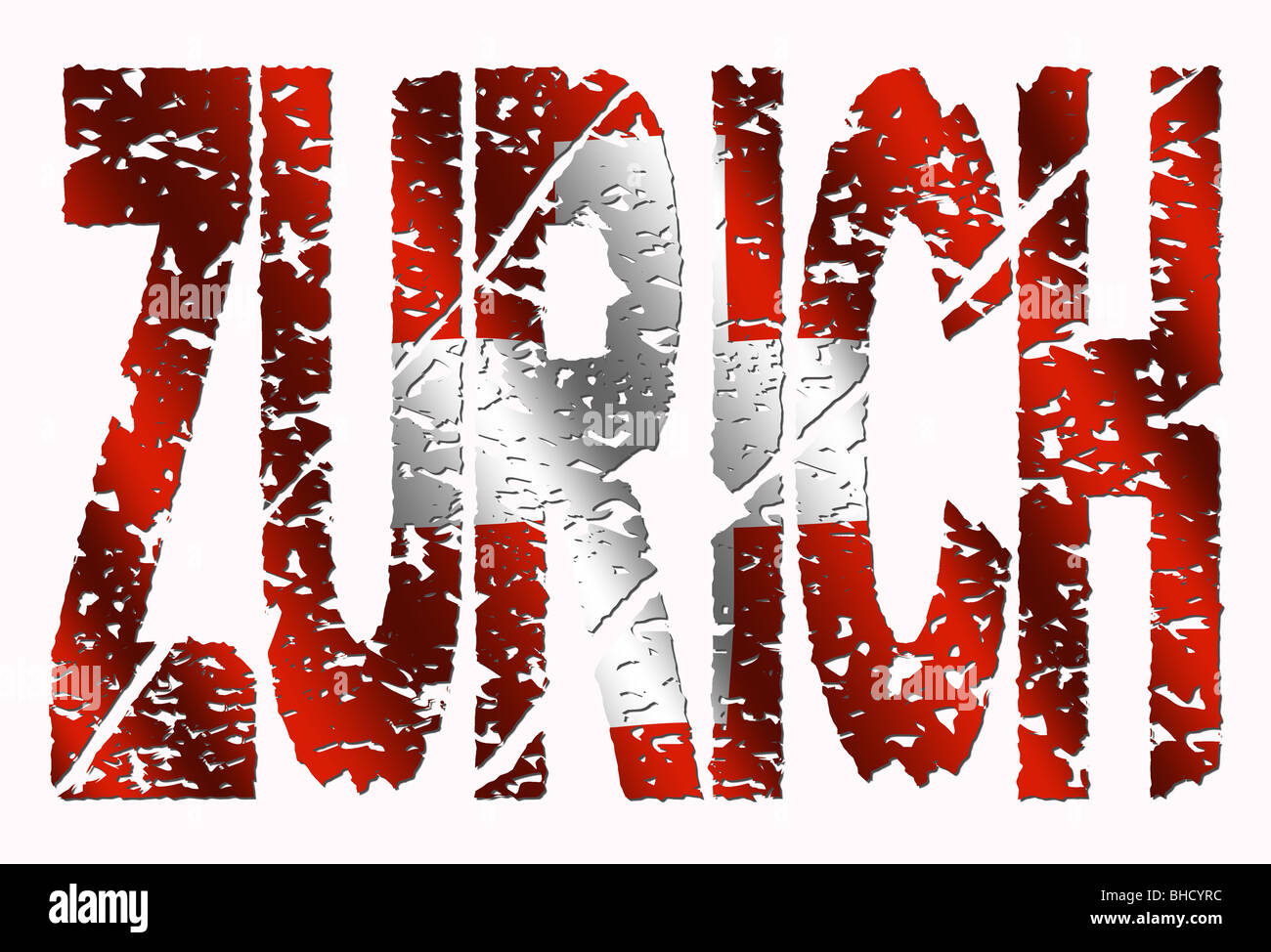 Abstract grunge Zurich texte avec drapeau suisse illustration Banque D'Images