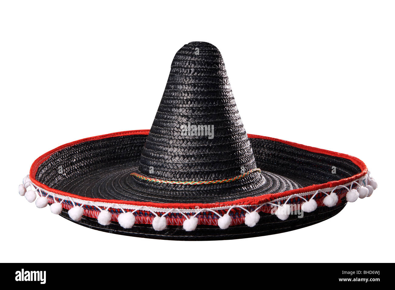 Cuisine mexicaine, hat, sombrero, noir, rouge, plaisir, anniversaire, décoration, Banque D'Images