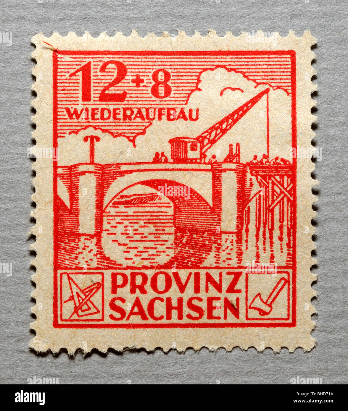 Sachsen Province, timbre-poste allemand. Banque D'Images