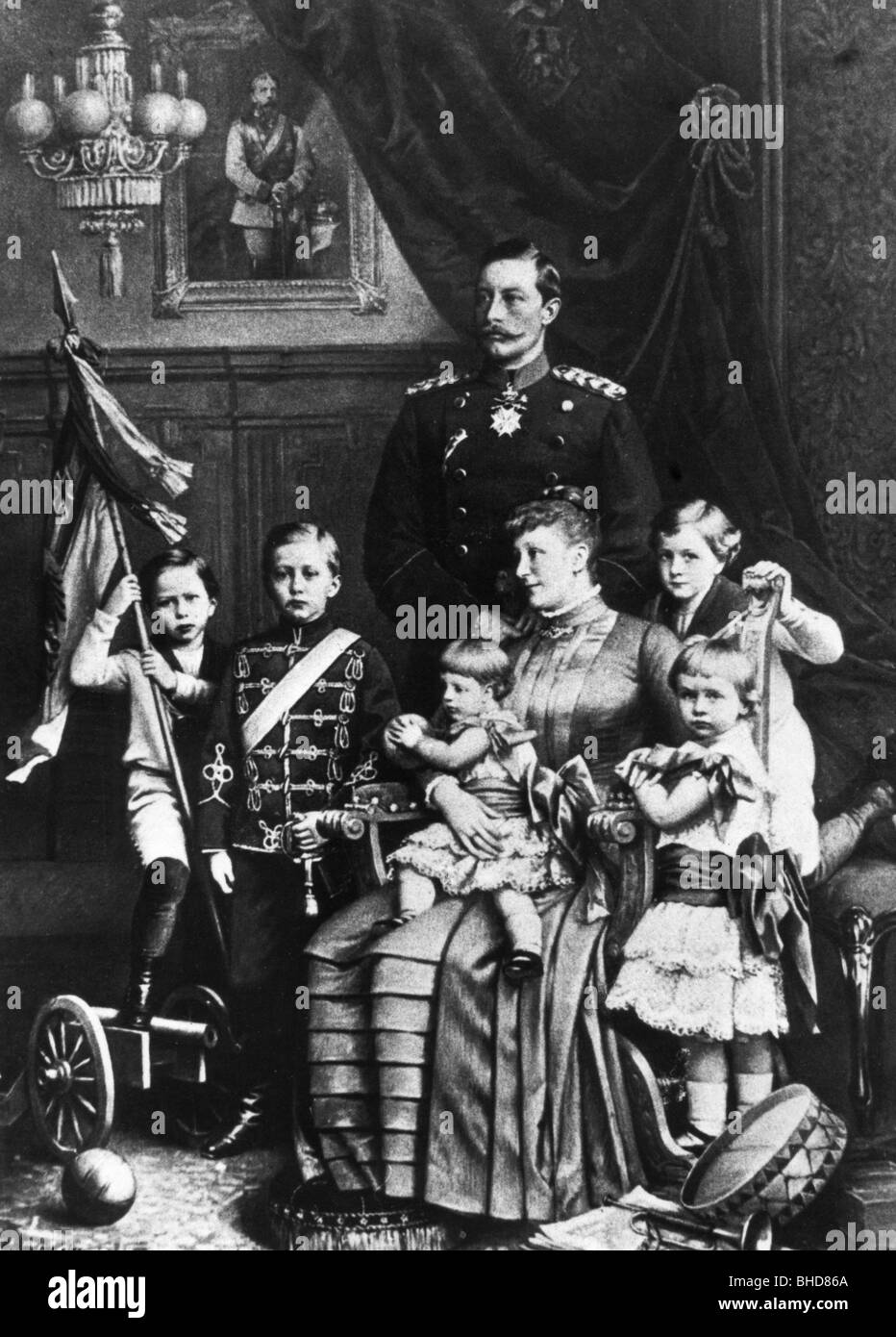 William II, 27.1.1859 - 4.6.1941, Empereur allemand 15.6.1888 - 9.11.1918, en famille, vers 1895, Banque D'Images