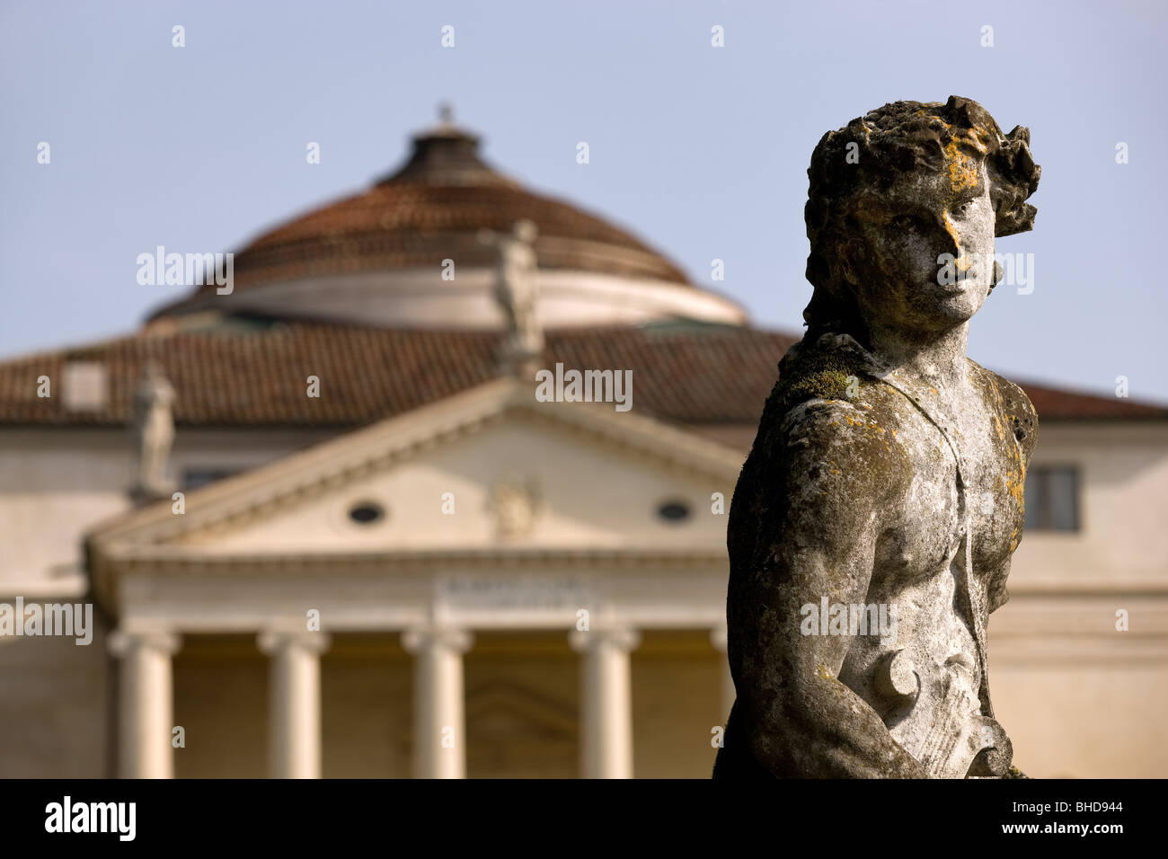 Europe Italie Vénétie Villa Almerico Capra Valmarana (appelé la villa La Rotonda) Andrea Palladio statue UNESCO World Sa Banque D'Images