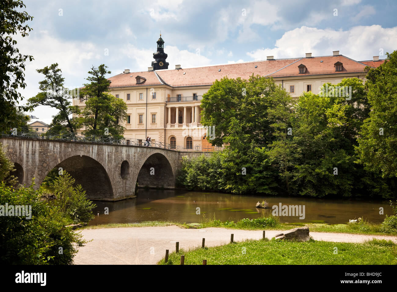 Le palais Schloss Weimar et la rivière Ilm, Allemagne, Europe - UNESCO World Heritage site Banque D'Images