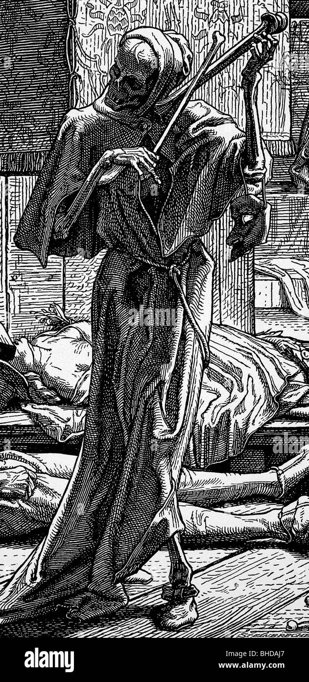 Mort, la mort comme slayer, après avoir dessiné par von Alfred Rethel (1816 - 1859), détail, coupe de bois, par Gustav Richard Steinbrecher, 1851, Banque D'Images
