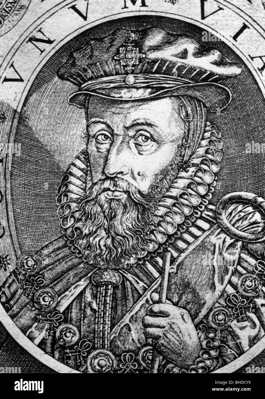 William Cecil Burleigh, Seigneur, 13.5.1520 - 4.8.1598, homme politique anglais, portrait, gravure sur cuivre par Anonyme, 16e siècle, l'artiste a le droit d'auteur , de ne pas être effacé Banque D'Images