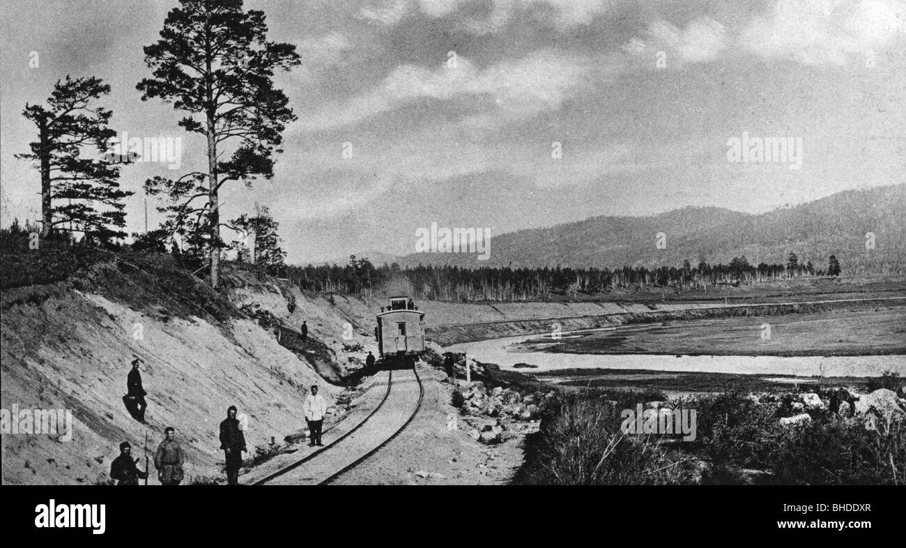 Géographie / voyages, Russie, chemin de fer transsibérien, lac Petshank près de Chita, carte postale, 1909, Banque D'Images