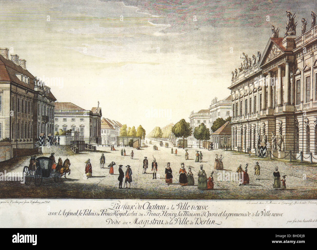 Géographie / voyages, Allemagne, Berlin, Unter den Linden, place avec Zeughaus (armury), gravure par Jean Rosenberg, 1780, Banque D'Images