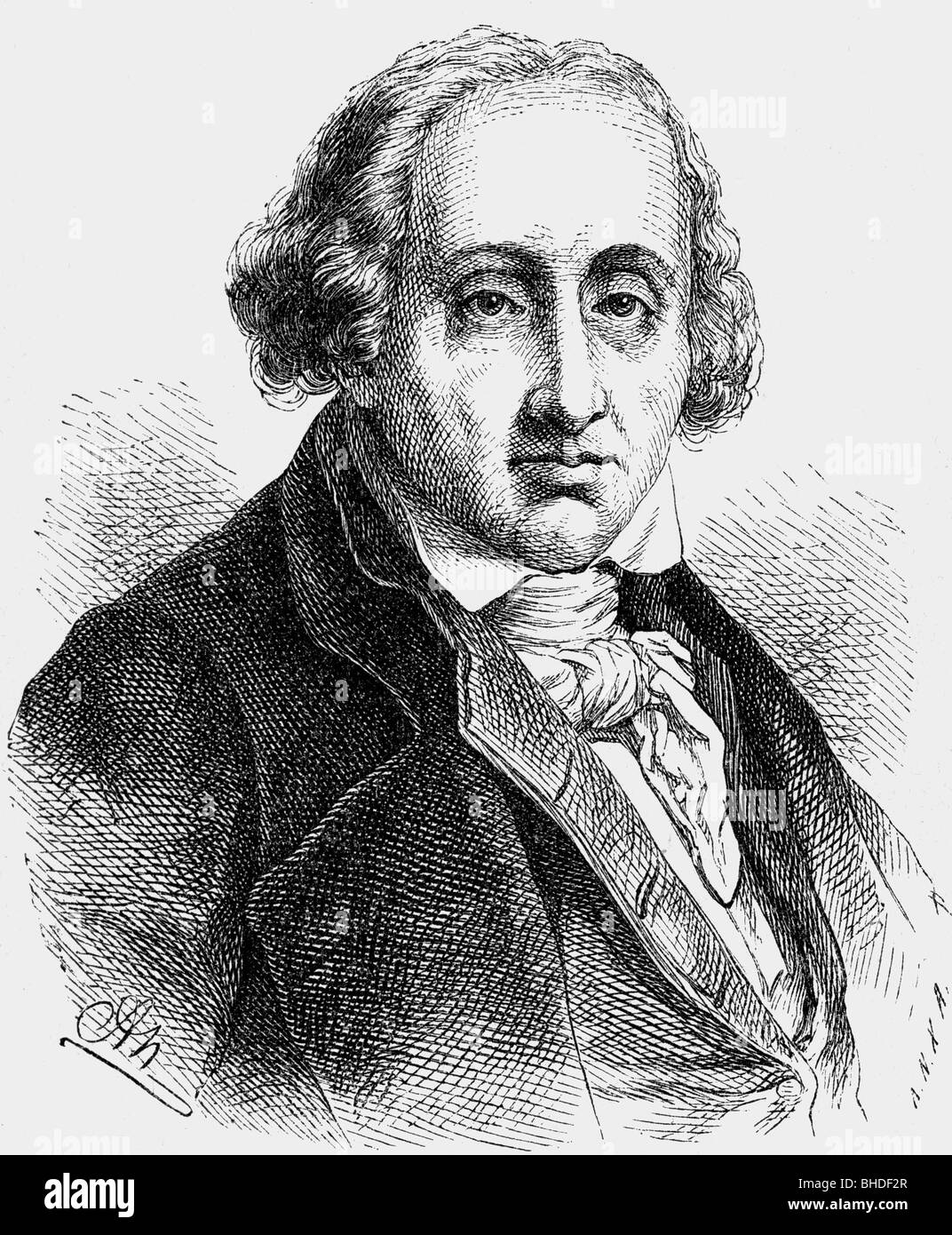 Jacquard, Joseph Marie, 7.7.1752 - 7.8.1834, inventeur français, portrait, gravure en bois par Adolf Neumann, XIXe siècle, Banque D'Images