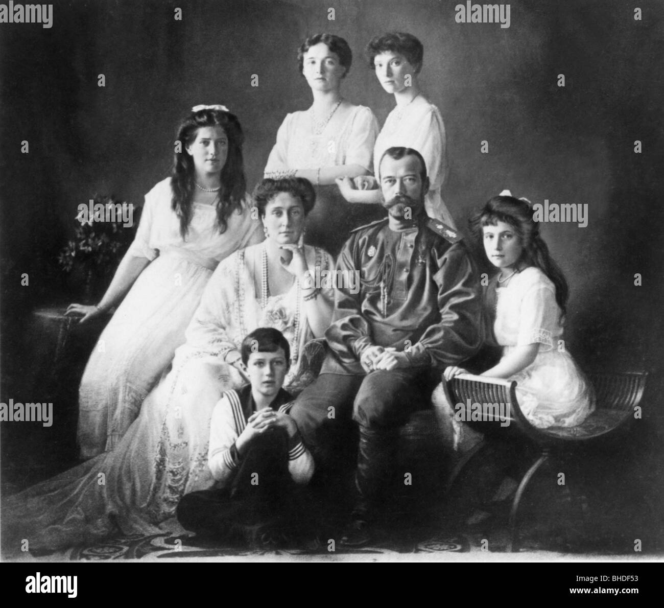 Nicolas II de Russie, 18.5.1868 - 16.7.1918, Empereur de Russie 1894 - 1918, photo de groupe avec sa famille, 1913, photo de Boissonnas & Eggler, Banque D'Images