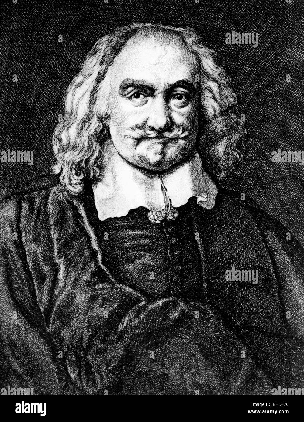 Hobbes, Thomas, 5.4.1588 - 4.12.1679, philosophe britannique, portrait, gravure sur cuivre par W. Hollar après J. B. Casper, auteur de l'artiste , n'a pas à être effacée Banque D'Images
