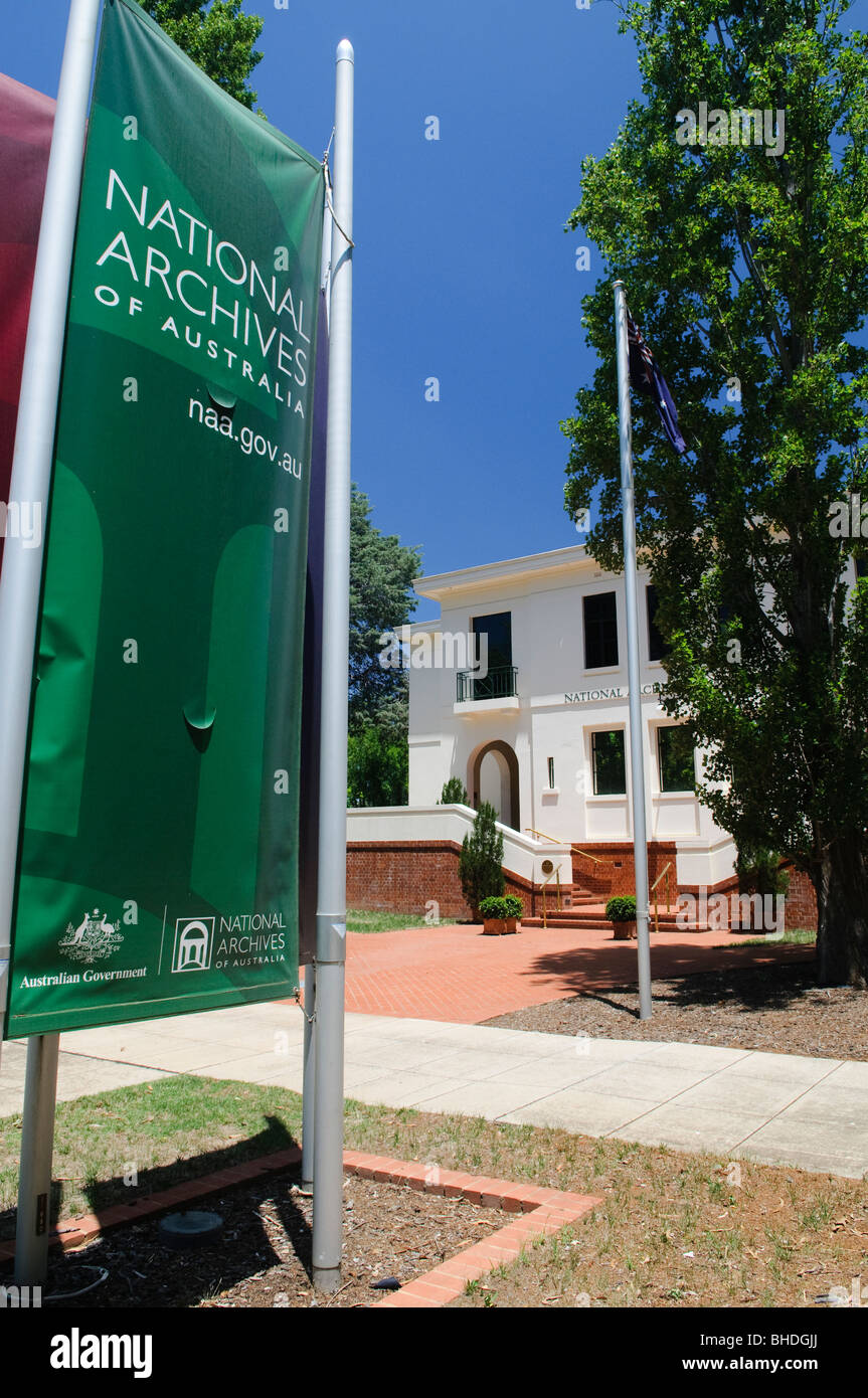 Archives nationales d'Australie Canberra Australie // CANBERRA, Australie — le bâtiment des Archives nationales d'Australie à Parkes, Canberra, Australie. C'est le dépositaire des documents officiels du gouvernement. Banque D'Images