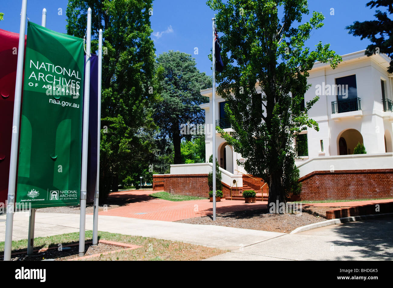 Archives nationales d'Australie Canberra Australie // CANBERRA, Australie — le bâtiment des Archives nationales d'Australie à Parkes, Canberra, Australie. C'est le dépositaire des documents officiels du gouvernement. Banque D'Images
