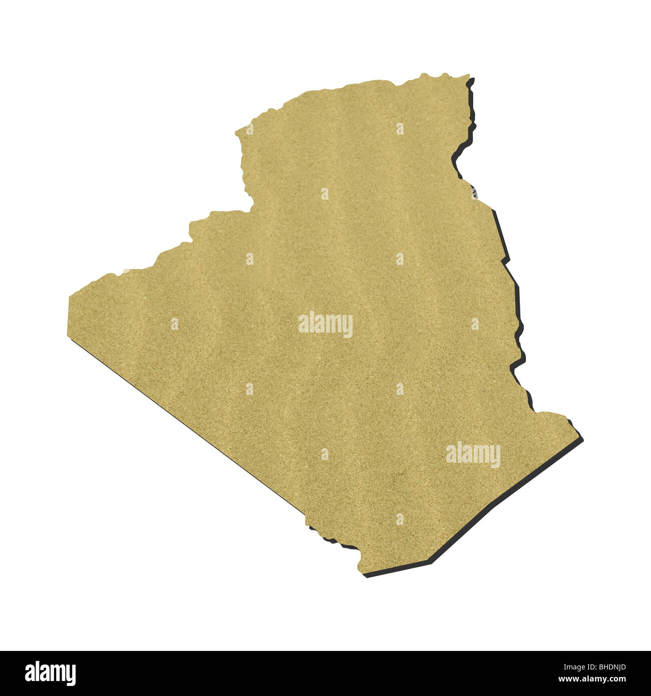 La carte de l'Algérie avec fond de sable blanc sur ridée illustration Banque D'Images