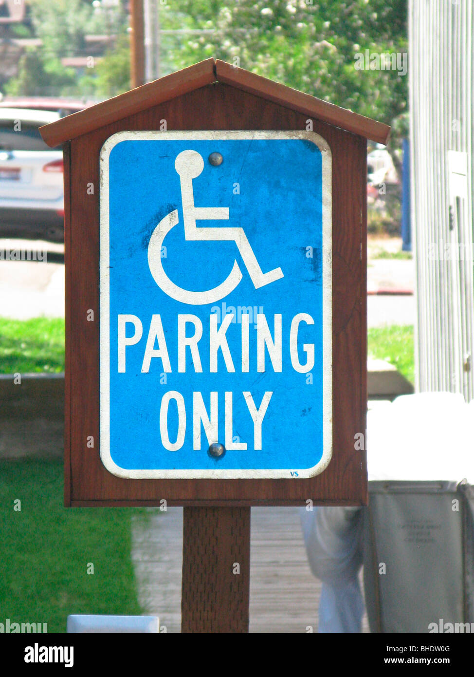 Handicap parking sign, Jackson, Wyoming, USA Banque D'Images