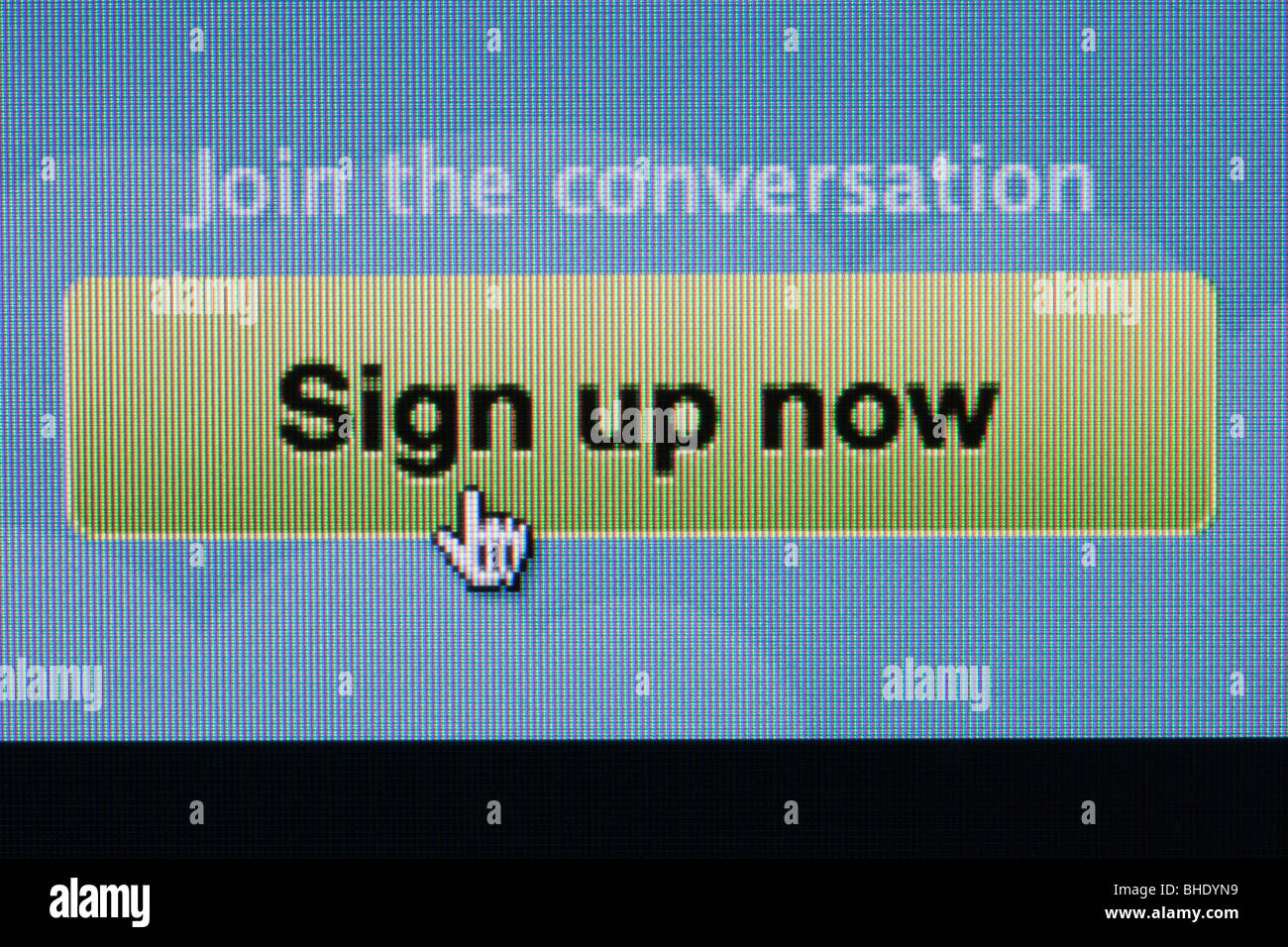 Close-up d'écran de site web de Twitter Inscrivez-vous maintenant pour rejoindre Banque D'Images