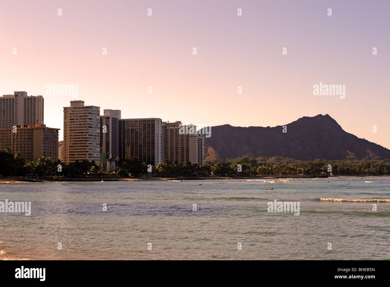 Image de la plage de Waikiki, Honolulu, Oahu, Hawaii Banque D'Images