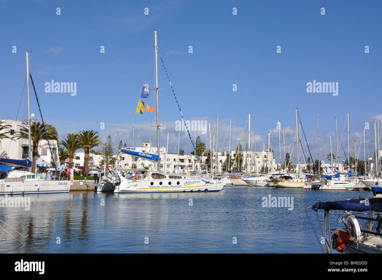 Yachts dans la marina, Port El Kantaoui, Sousse, Tunisie Gouvernorat Banque D'Images