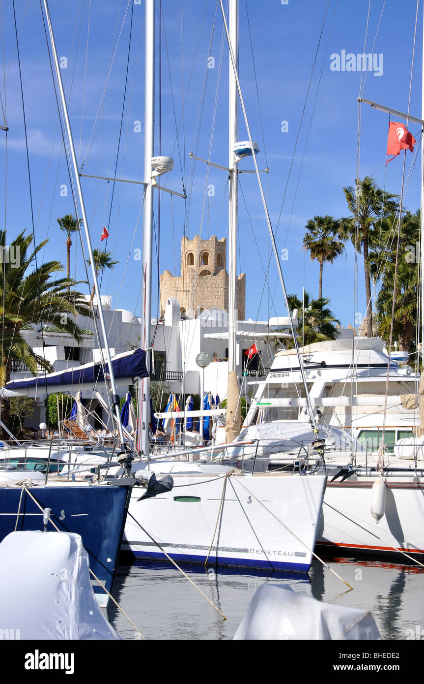 Yachts dans la marina, Port El Kantaoui, Sousse, Tunisie Gouvernorat Banque D'Images