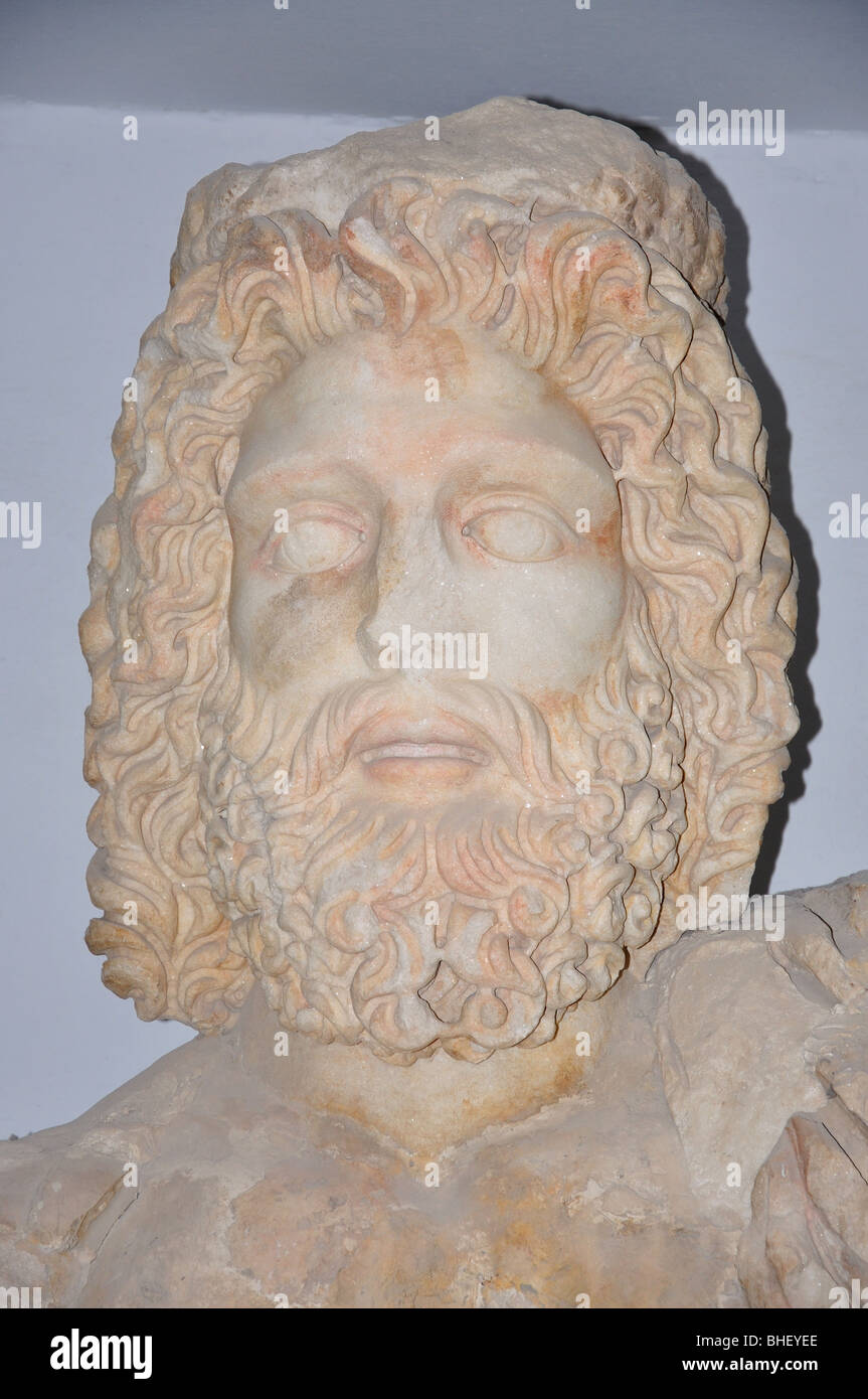 Sculpture en marbre grec, au Musée national du Bardo, le quartier de Bardo, Tunis, Tunis, Tunisie Gouvernorat Banque D'Images