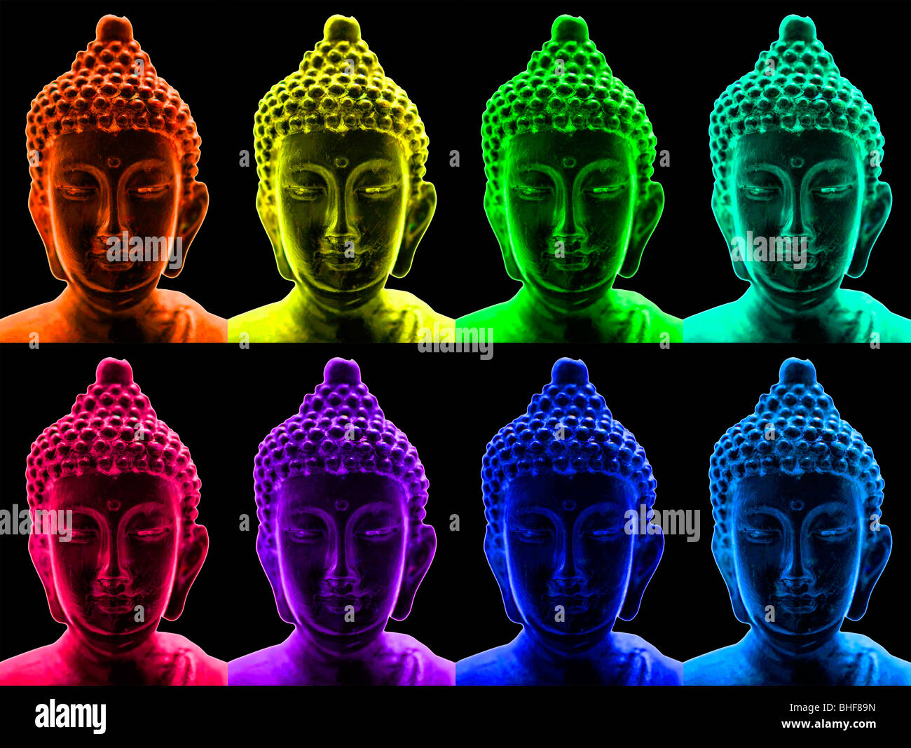 Portraits de Bouddha dans un style pop art Banque D'Images