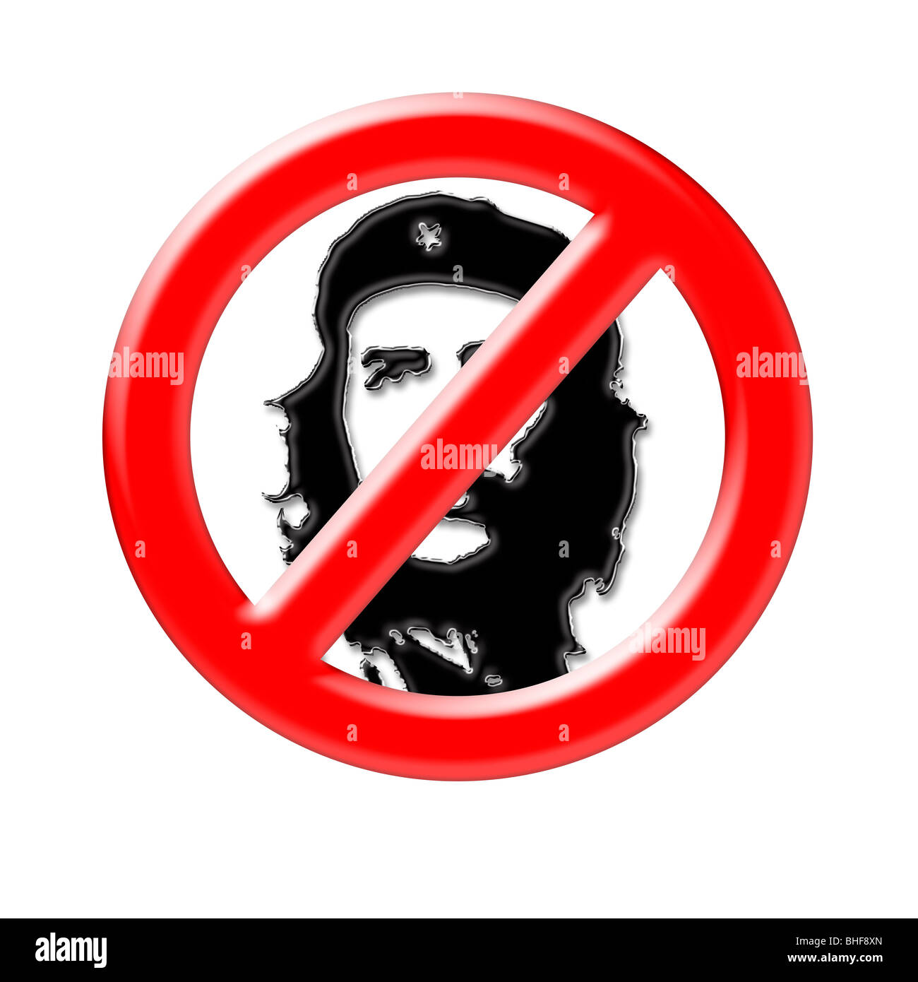 Image conceptuelle d'un pas d'entrée signe, avec une image du révolutionnaire Che Guevara Banque D'Images