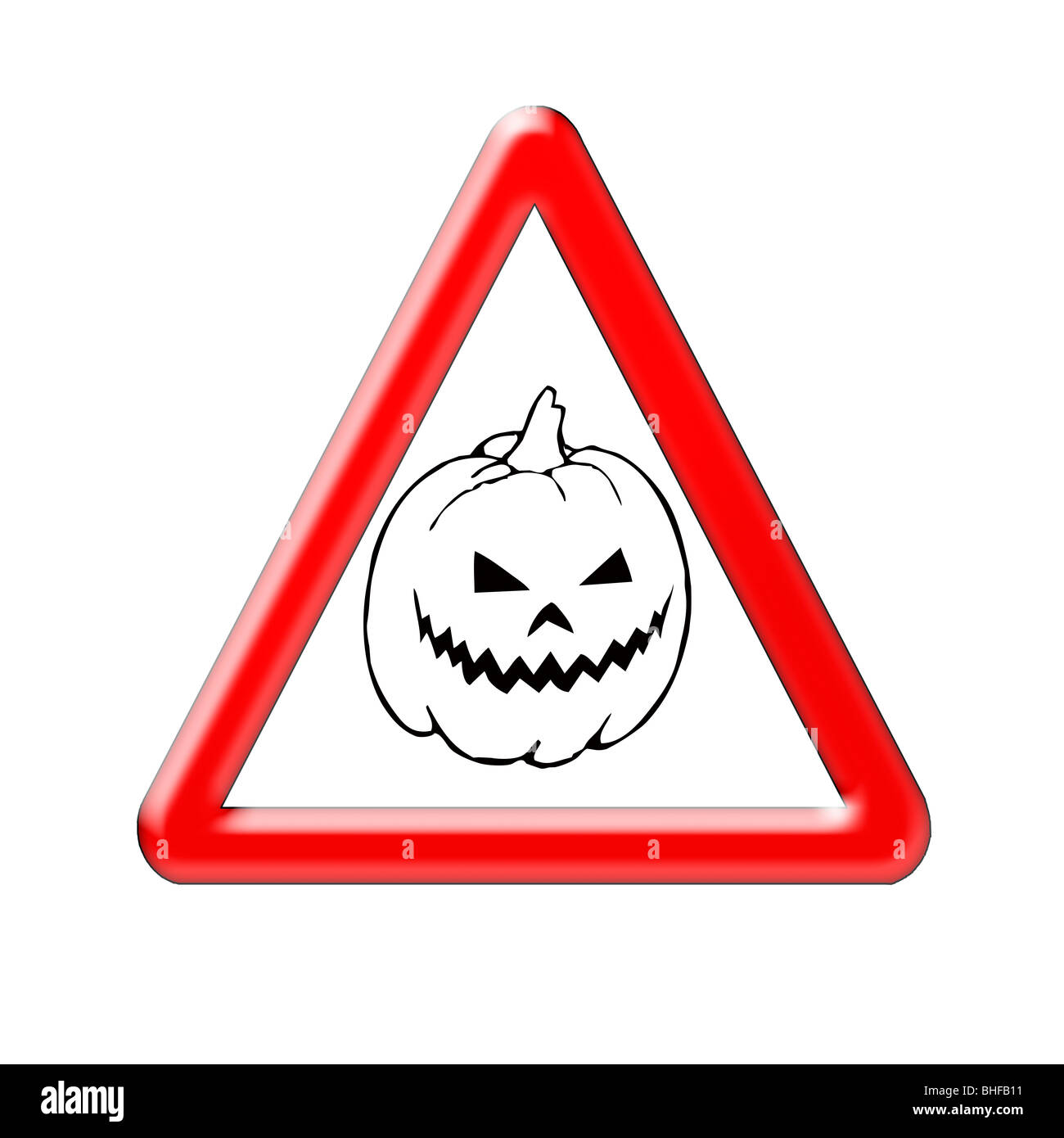 Avertissement, citrouille mal ! Représentation graphique d'Halloween citrouille à l'aide d'un panneau d'avertissement Banque D'Images