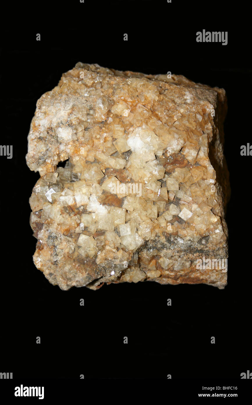 La fluorite galène sur calcaires dolomitisés de Matlock, Derbyshire, Royaume-Uni Banque D'Images